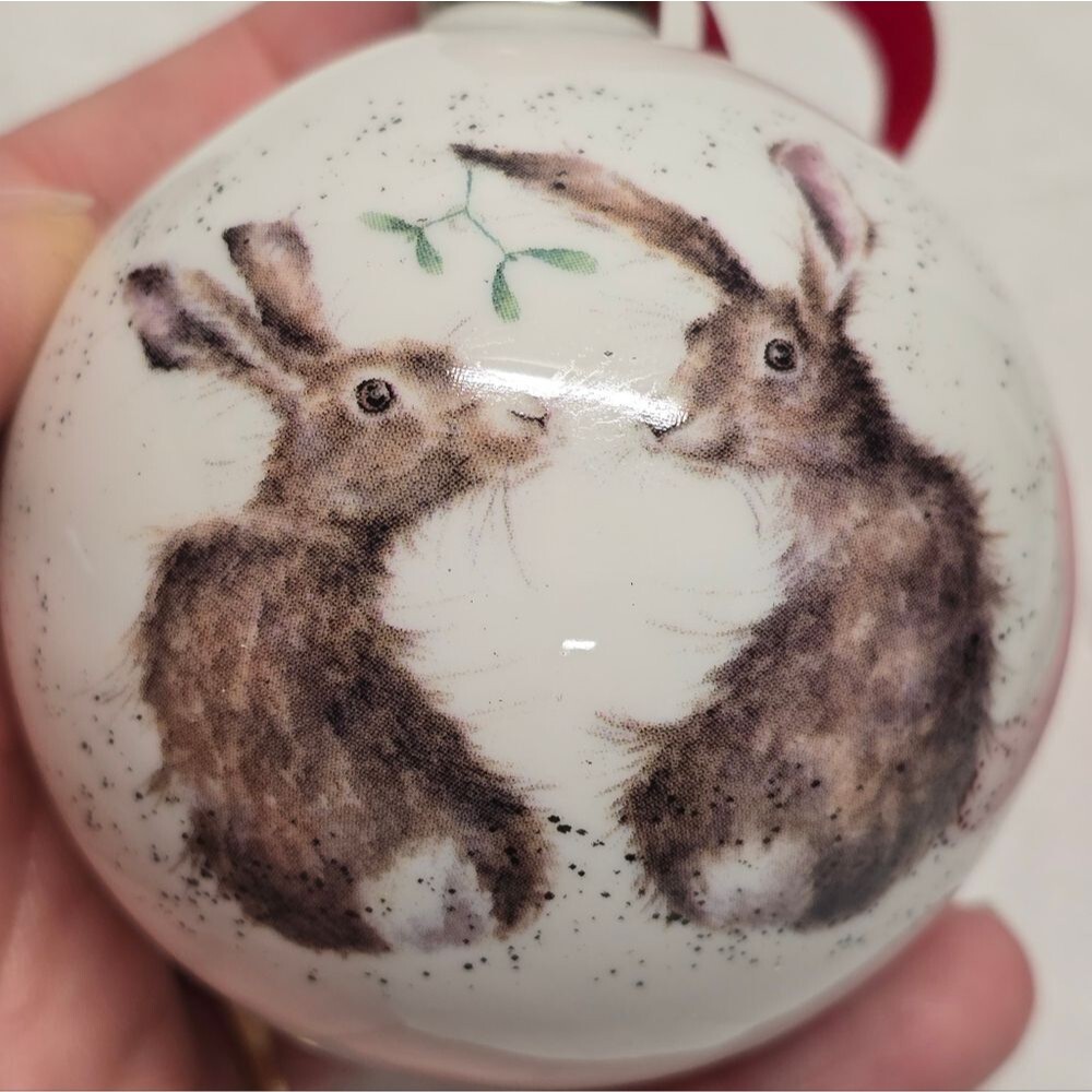 Royal Worcester Wrendale Designs Rabbit Bunny Ball Ornament NEW Christmas Easter - Picture 2 of 9